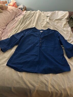 croft & barrow Royal Blue 3/4 Sleeve Henley Blouse